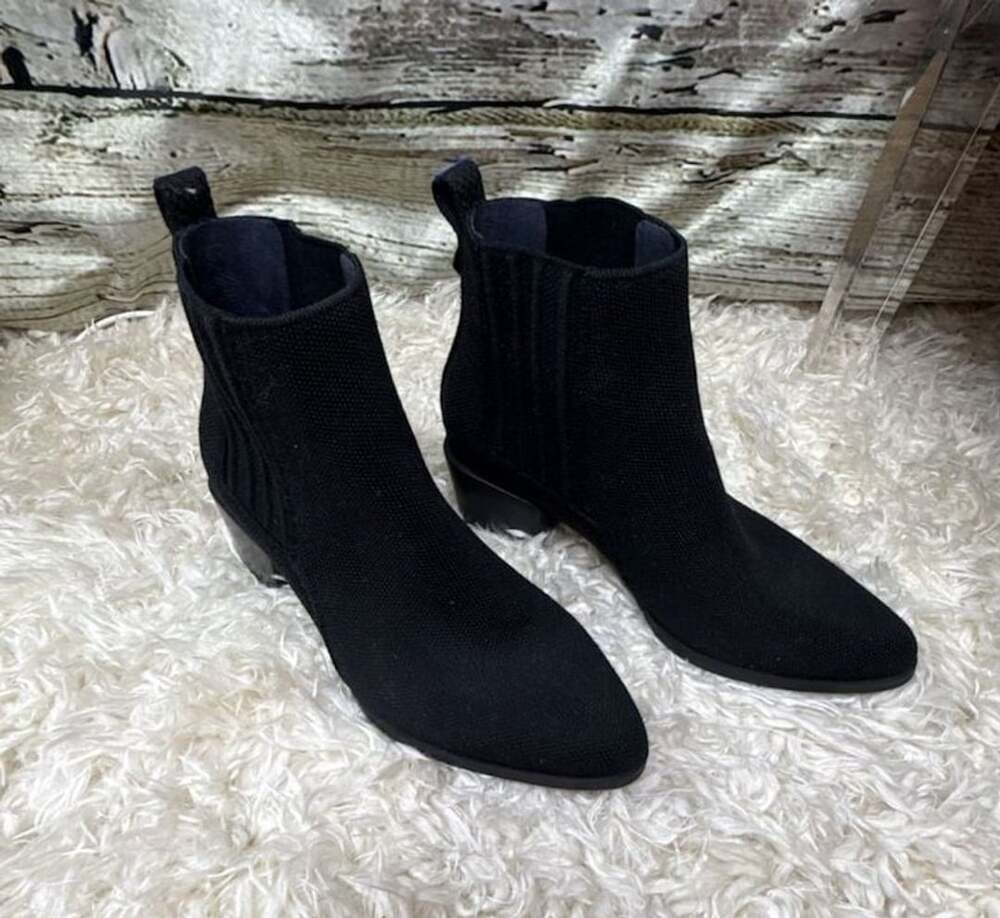 Rothy's Size 6 The Western Bootie Black Knit Ankle Boots